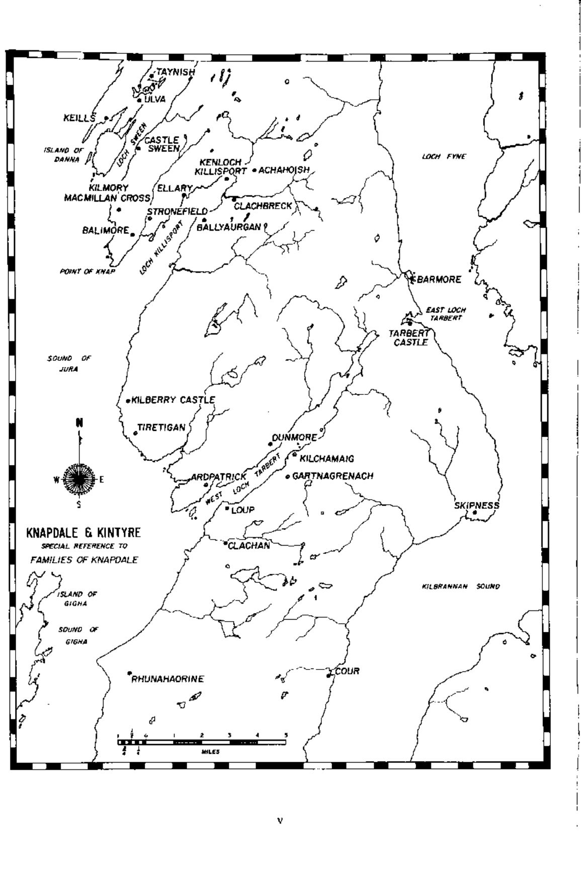 Map of Knapdale and Kintyre illustrating locations mentioned in this work
